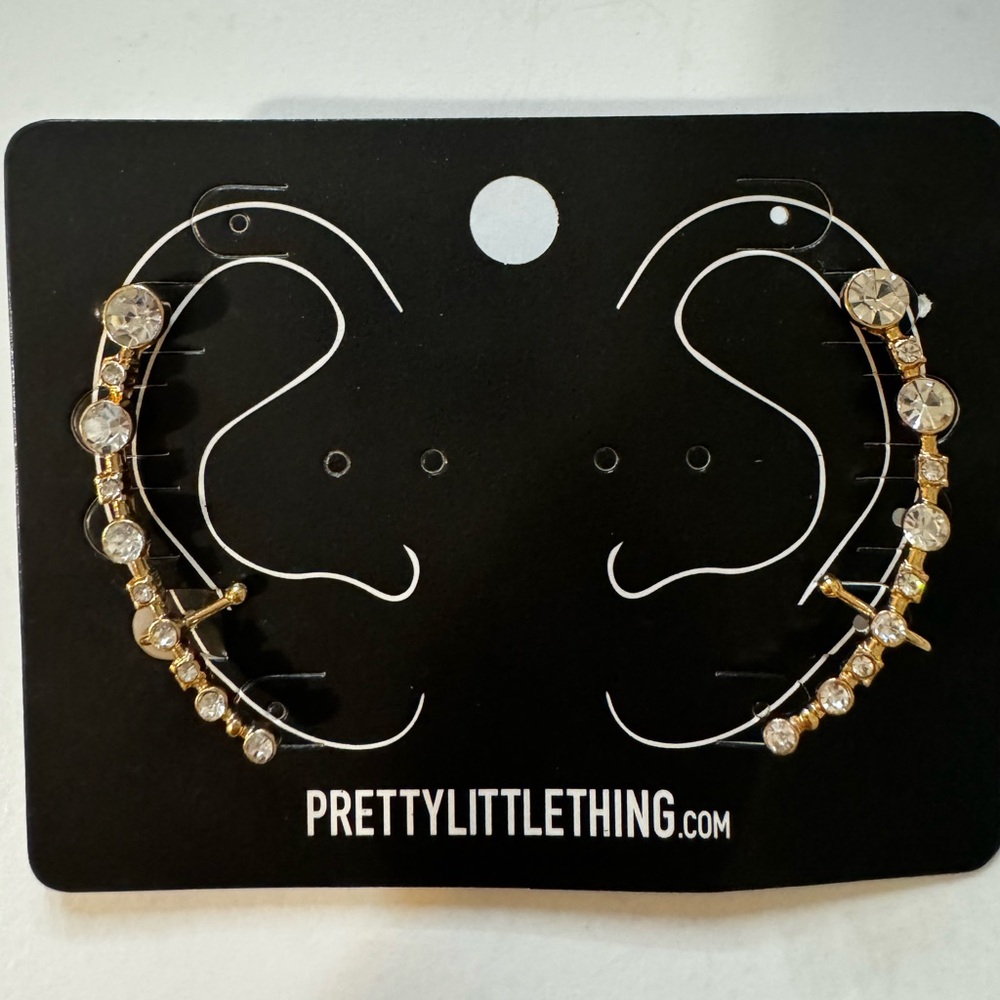 Gold Diamanté Circle Double Ear Cuff